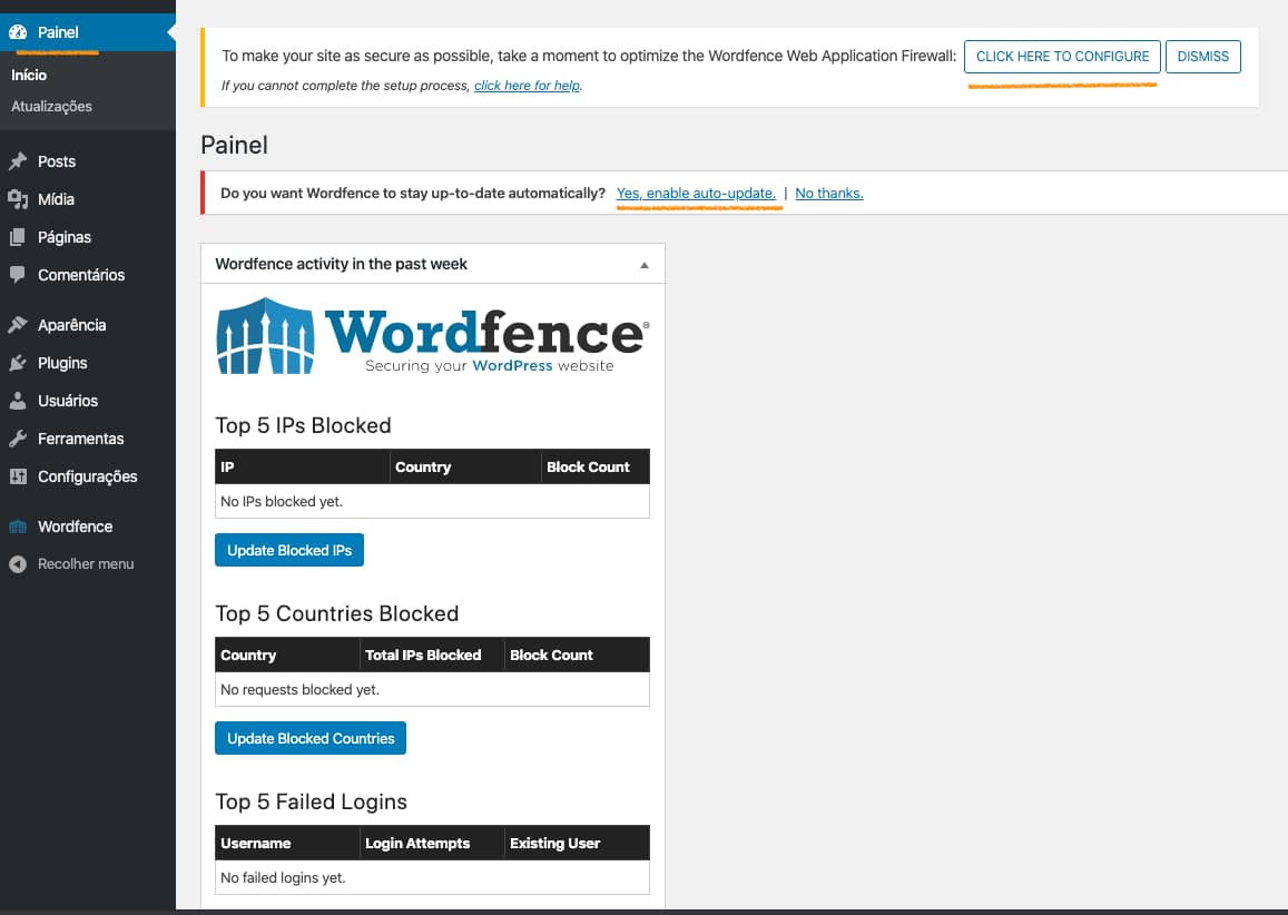 Wordfence-painel